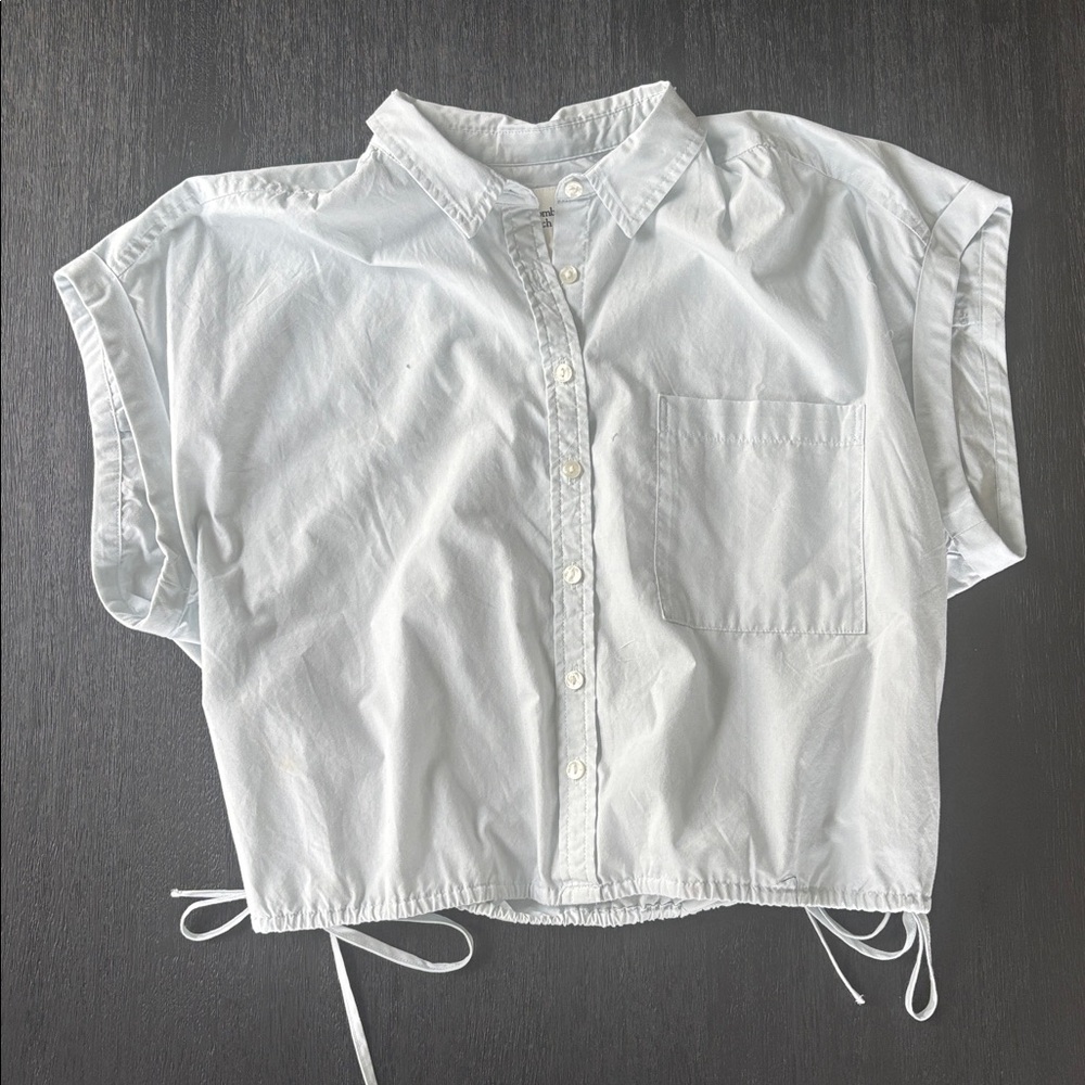 Abercrombie & Fitch Pale Blue Cropped Button-Down